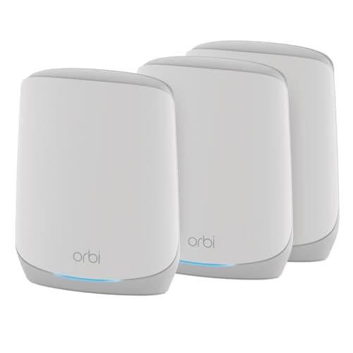 NETGEAR Orbi Whole Home Tri-Band WiFi 6 Mesh Network System (RBK753P) – Router with 2 Satellite Extenders – Security Features - Coverage up to 7,500 sq. ft., 75 Devices - AX5200 (Up to 5.2Gbps)