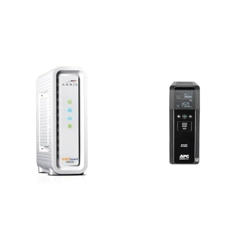 ARRIS SURFboard SB8200 DOCSIS 3.1 Cable Modem, Approved for Comcast Xfinity & APC UPS 1500VA Sine Wave UPS Battery Backup, BR1500MS2 Backup Battery Power Supply