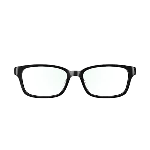 Amazon Echo Frames (newest model), Smart glasses with Alexa+ Early Access, Rectangle frames in Classic Black with blue light filtering lenses
