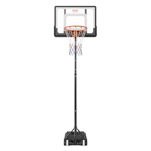 VEVOR Basketball Hoop, 32 inch Basketball Hoops Goal, 5-7 ft Adjustable Height Portable Backboard Hoop, Kids Adults Basketball Court with Wheels, Stand, Fillable Base, Basketball Hoop Outdoor/Indoor 6