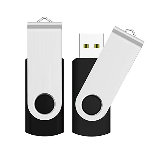 JUANWE 128GB Flash Drive 2 PCS, 2.0 Thumb Drive USB Drives Pendrive for File Storage Data Transfer, High Capacity Zip Drive Portable USB Storage Flashdrives 360° Swivel Cap, Jump Drive 128G×2 Black