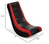 The Crew Furniture Classic Video Rocker Floor Gaming Chair, Kids and Teens, Racing Stripe PU Faux Leather & Polyester Mesh, Black/Red 5