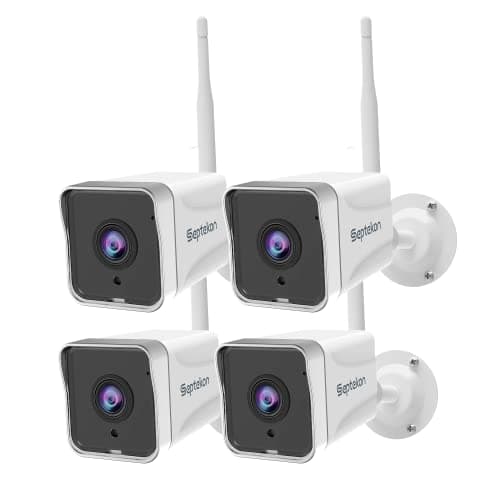 Septekon 4 Pack Outdoor Security Camera 2K，WiFi Cameras for Home Security Outside with Motion Detection Tracking, Night Vision, Two-Way Audio, IP66 Weatherproof, 2.4GHz Wi-Fi, Compatible with Alexa