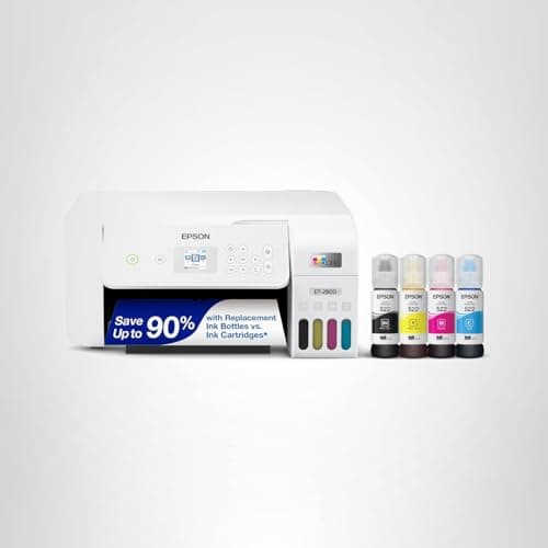 Epson EcoTank ET-2800 Wireless Color All-in-One Cartridge-Free Supertank Printer with Scan and Copy â€“ The Ideal Basic Home Printer - White, Medium 6