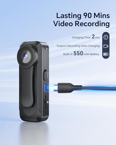 BOBLOV W1 64GB HD 1080P Body Worn Camera, Wearable Body Cam with 2 Clips, Loop Recording Body Camera Support Time Stamp, Back Clip for Traveling, Driver, Delivery Man, Lecture Recording 2