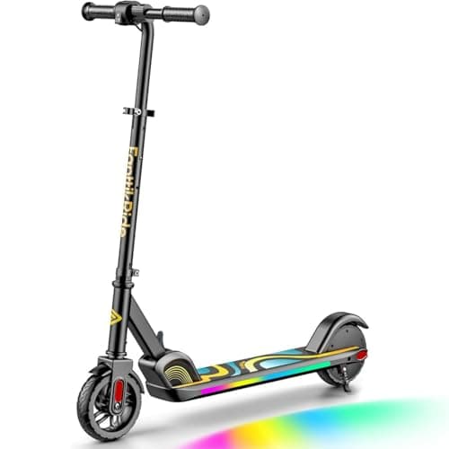 FanttikRide C9 Pro Kids Electric Scooter Ages 8-12, Colorful Rainbow Lights, E-Scooter for Kids 3.9-5.2 ft, 132 lbs, 5 Miles Range, Up to 40 min Ride Time, 5/8/10 MPH, 3 Adjustable Heights, Black