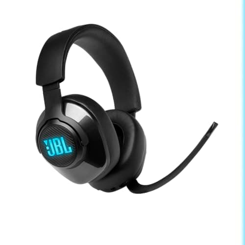 JBL Quantum 400 - USB over-ear gaming headset with game-chat balance dial, JBL QuantumSURROUND and DTS, Voice focus directional flip-up mic and memory foam ear cushions (Black) 4