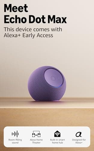 Amazon Echo Dot Max (newest model), Alexa speaker with room-filling sound and built-in smart home hub, with Alexa+ Early Access, Amethyst 5