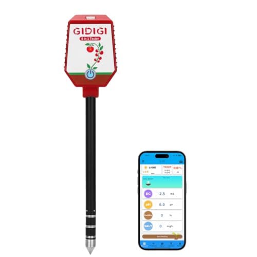 Smart Soil pH Moisture Tester, 8 in 1 Digital Soil Test Kit for House Plants, 24h monitoring Soil pH/Sunlight Intensity/Fertility/EC/Salt/Temperature/Humidity/Moisture for Garden, Lawn, Farming, Yard