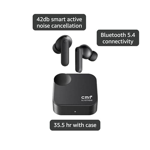 CMF Buds 2a Wireless Earbuds 2025 New Active Noise Cancelling 42dB Hybrid ANC Bluetooth Headphones, 12.4mm Dynamic Driver for Big Bass, 4 Mic Clear Calls, Sport Ear Buds for iPhone, Android, Dark Grey 3