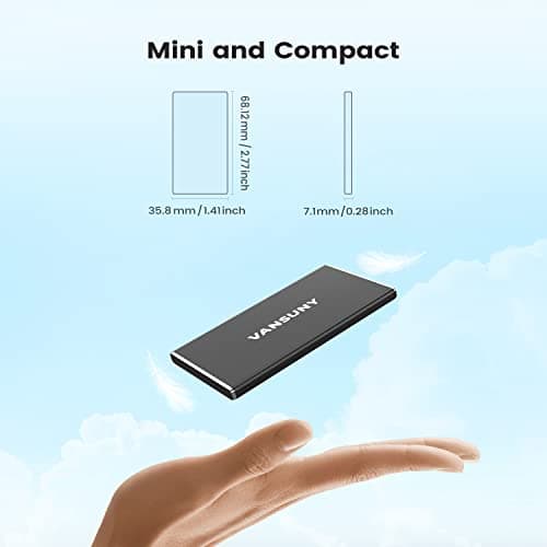 Vansuny 500GB Portable External SSD, USB 3.1 Gen2 450MB/s High-Speed Data Transfer, Metal USB C Mini Portable External Solid State Drive for PC, Laptop, Phones and More 3