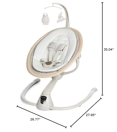 Maxi-Cosi Cassia Baby Swings for Infants: Smart Portable Baby Swing with Music, Lightweight & Foldable Baby Swing, 360 Rotation Infant Swing, Classic Oat 2