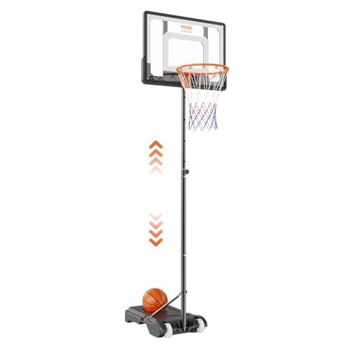 VEVOR Basketball Hoop, 32 inch Basketball Hoops Goal, 5-7 ft Adjustable Height Portable Backboard Hoop, Kids Adults Basketball Court with Wheels, Stand, Fillable Base, Basketball Hoop Outdoor/Indoor