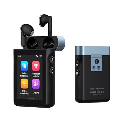 Wooask A9 Translation Earbuds Real Time Support Calls & Hotspot Sharing, AI Translator Earbuds No APP No Phone Needed with 140+ Languages, ChatGPT/Offline/Photo Translation for Business & Travel