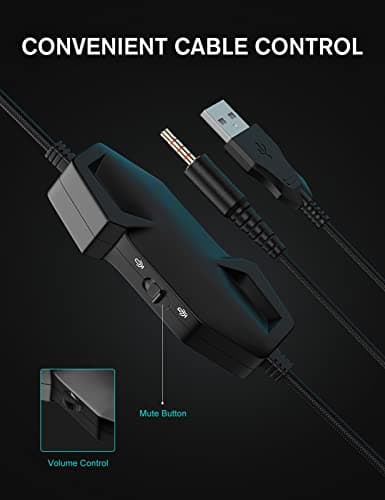 ZIUMIER Gaming Headset with Microphone, Compatible with PS4 PS5 Xbox One PC Laptop, Over-Ear Headphones with LED RGB Light, Noise Canceling Mic, 7.1 Stereo Surround Sound 5