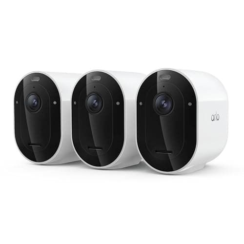 Arlo Pro Security Camera 2K HDR (6th Gen, 2025 Release) - Wireless Outdoor Camera, Rechargeable Removeable Battery, Event Captions, Emergency Response, 1-Month Trial of Secure Plan, 3 Cam, White