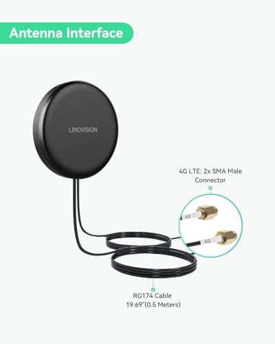 LINOVISION Industrial Teltonika RUT241 4G Cellular Router with Upgraded 2-in-1 4G Antenna, Automatic Failover, Advanced VPN, Certified by Verizon/AT&T/T-Mobile for North America 3