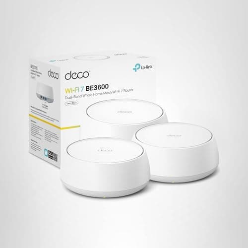 TP-Link Deco BE23 Dual-Band BE3600 WiFi 7 Mesh Wi-Fi System | 4-Stream 3.6 Gbps, 160 Mhz | Covers up to 6,500 Sq.Ft | 2× 2.5G Ports Wired Backhaul | VPN,MLO,AI-Roaming, HomeShield, 3-Pack 5