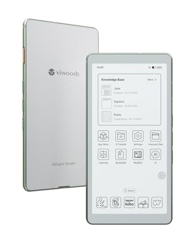 VIWOODS 6.13'' Carta1300 AiPaper Reader with 4G Connectivity, Ultra-Thin & Light E Ink eReader Device, AI Integrated, 300PPI, Adjustable Front Light, 128GB Storage