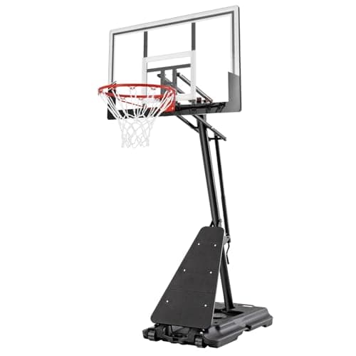 Basketball Hoop Outdoor,Portable Basketball Hoop with Impact Resistant PC Backboard,10FT Height Quickly Adjustable Basketball Goal System with Rebound Plate (White and Black, 43 inch Backboard)