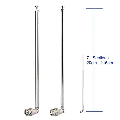 Bingfu Police Radio Scanner Antenna 20-1300MHz 7 Section Telescopic BNC Male 2-Pack Handheld Ham CB Antenna for Uniden Whistler Police Scanner Two Way Radio Frequency Counter 2