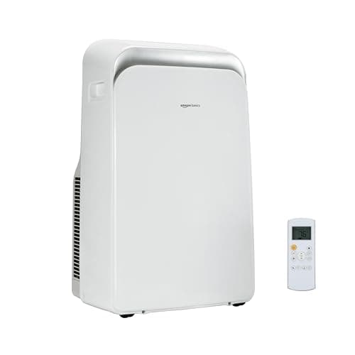 Amazon Basics 4-In-1 Portable Air Conditioner, 13500 BTU (ASHRAE), Cools Up to 550 Sqf, Portable AC with Cool/Heat/Dry (Dehumidifier)/Fan-Only Functions, Auto Mode, Sleep Mode, Timer, White