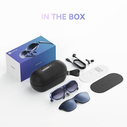 Rokid Max AR Glasses Blue, Smart Video Glasses with 360'' Micro-OLED Virtual Theater, 50° FOV, 600nits Brightness, Display Compatibility with iOS Mac ipad Android, Consoles and Computers 5