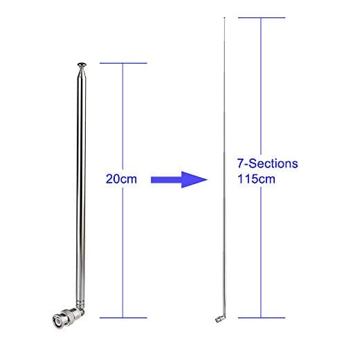 Bingfu Police Radio Scanner Antenna 20-1300MHz 7 Sections Telescopic BNC Male Handheld CB Ham Antenna for Uniden Whistler Police Scanner Two Way Radio Frequency Counter 2