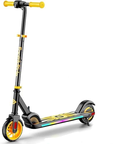 FanttikRide C9 Apex Kids Electric Scooter, Bluetooth Music Speaker, Colorful Light for Kids 8-12, 3.9-5.2 ft, 132 lbs, 5 Miles Range, Up to 40 min Ride Time, 5/8/10 MPH, 3 Adjustable Heights, Yellow
