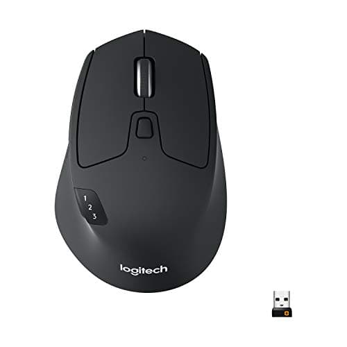Logitech M720 Triathlon Wireless Mouse, Bluetooth, USB Unifying Receiver, 1000 DPI, 6 Programmable Buttons, 2-Year Battery, Compatible with Laptop, PC, Mac, iPadOS - Black