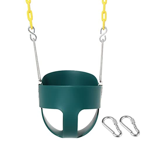 High Back Full Bucket Toddler Swing Seat with Yellow Coated Chains Fully Assembled Baby Swing Set Accessories 3
