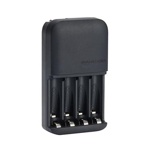 Amazon Basics Battery Charger for Rechargeable AA and AAA NiMh Batteries - NA Plug, 4-Bay, Black