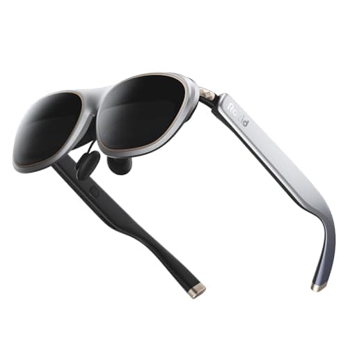 Rokid Max 2 AR Glasses Silver, 215" Micro-OLED Display, 50° FOV, 600 Nits Brightness, Compatible with Mobile Phone, Steam Deck, ROG, Ipad, Mac Immersive Wearable Display for Gaming & Entertainment