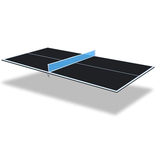 Ping Pong Table Top for Billiard Table, 7FT/8FT/9FT Foldable Table Tennis Table Topper for Pool Table, Indoor Outdoor Table Tennis Conversion Top w/Net & Premium Foam Padding (Black, 8x4 FT)