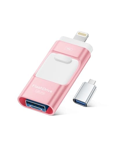MFi Certified 256GB iPhone Flash Drive, Photo Stick Memory Stick for iPhone iPad, USB Thumb Drive for Photos Videos Transfer & Backup, External Storage Compatible for iPhone/Android/PC/Mac (Pink)