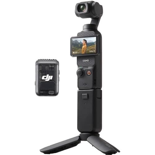 DJI Osmo Pocket 3 Creator Combo, 4K/120fps Video 3-Axis Stabilization, Handheld Vlogging Camera with Rotatable Touchscreen Mic 2 (CP.OS.00000302.01) + 64GB Memory Card + Camera Bag + More 2