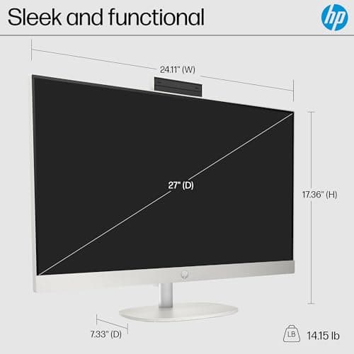 HP 27 inch All-in-One Desktop PC, FHD Display, AMD Ryzen 7 7730U, 32 GB RAM, 1 TB SSD, AMD Radeon Graphics, Windows 11 Home, 27-cr0012 (2024) 5
