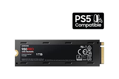 SAMSUNG 980 PRO SSD with Heatsink 1TB PCIe Gen 4 NVMe M.2 Internal Solid State Drive, Heat Control, Max Speed, PS5 Compatible, MZ-V8P1T0CW 3