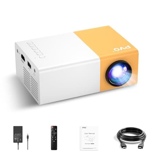 PVO Mini Projector Portable For Cartoon, Outdoor Video Projectors, LED Pico Movie-Projector for Home Theater, Kids Gift, Video Can Be Easily Mirrored Directly to The Projector Via Data Cable