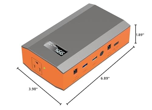 Portable Power Bank with AC Outlet, 65W 110V Portable Laptop Charger Battery Bank 24000mAh External Battery Pack Backup Power Source for Outdoor Tent Camping RV Home Office Smart Devices-Orange 3