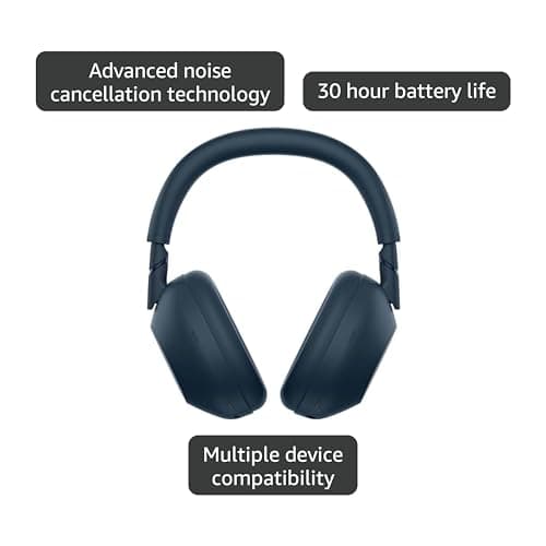 Sony WH-1000XM6 The Best Noise Canceling Wireless Headphones, HD NC Processor QN3, 12 Microphones, Adaptive NC Optimizer, Mastered by Engineers, Studio-Quality, 30-Hour Battery, Midnight Blue 4