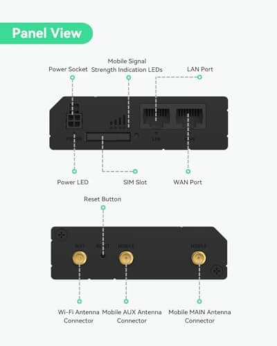 LINOVISION Industrial Teltonika RUT241 4G Cellular Router with Upgraded 2-in-1 4G Antenna, Automatic Failover, Advanced VPN, Certified by Verizon/AT&T/T-Mobile for North America 2