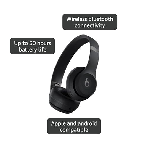 Beats Solo 4 - Wireless Bluetooth On-Ear Headphones, Apple & Android Compatible, Up to 50 Hours of Battery Life - Matte Black (Renewed) 4