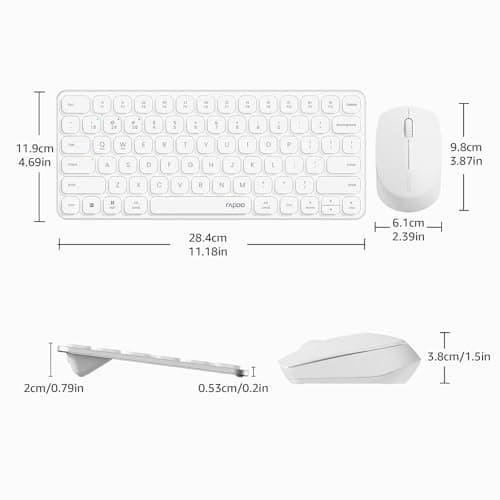 Rapoo 9010M Multi-Device Keyboard and Mouse Combo, 2.4GHz/Bluetooth 5.0/4.0 Wireless Keyboard & Mouse Set for Windows/Mac/Linux/Chrome, Support 4 Devices, Low-Profile Silent Click, Battery Powered 5