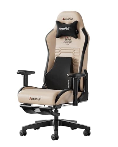 AutoFull C3 Gaming Chair, Racing Style Gaming Chair with Ergonomic Lumbar Support,Adjustable High Back PU Leather PC Chair with Footrest,Brown