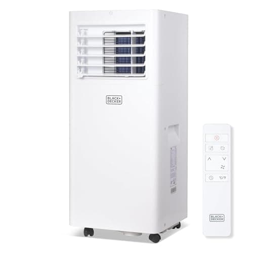 BLACK+DECKER Portable Air Conditioner, 8,500 BTU (5,100 BTU SACC) for Rooms Up To 350 Sq. Ft., Portable AC with Full Function Remote Control & Window Kit, BPACT05SM, White