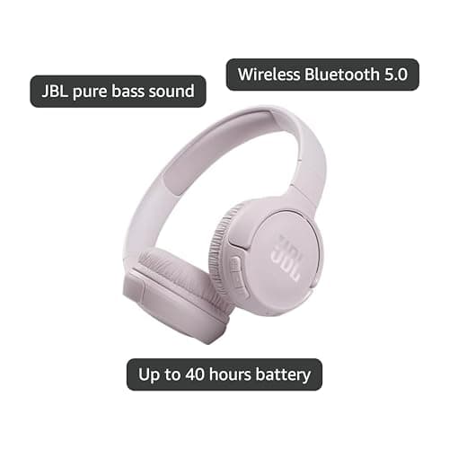 JBL Tune 510BT - Bluetooth headphones with up to 40 hours battery, microphone for call, foldable and comfortable, Android and iOs compatible (Rose) 3