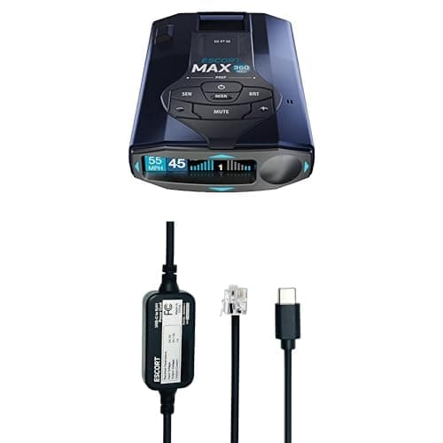 Bundle of MAX 360 MKII Radar and Laser Detector + Escort USB-C to RJ11 Radar Power Cord