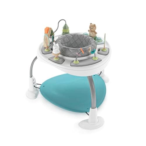 Ingenuity Spring & Sprout 2-in-1 Baby Activity Center Jumper and Table with Infant Toys - Ages 6 Months +, First Forest