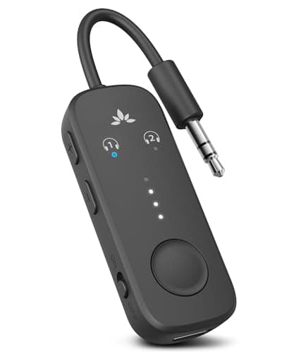Avantree Relay - Premium Airplane Bluetooth Adapter with Advanced Qualcomm Chipset, 2 Headphones Support, 25hrs Play Time, aptX Adaptive & HD Audio Transmitter for Airpods, Bose & Travel Flight